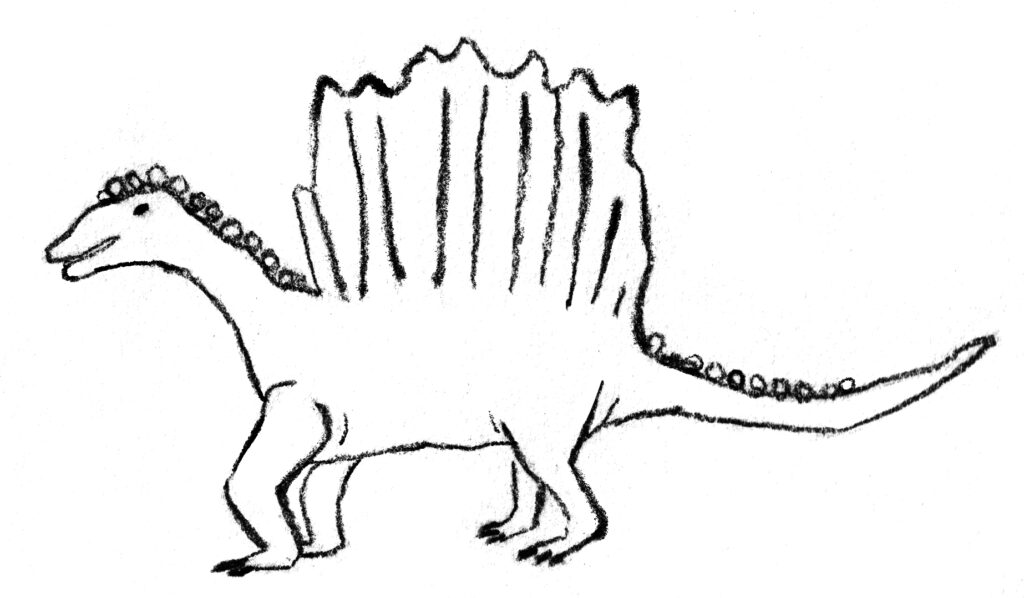 スピノサウルス線画イラスト